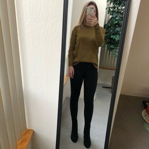 Olive Green Swester with Neckline Zipper Detail